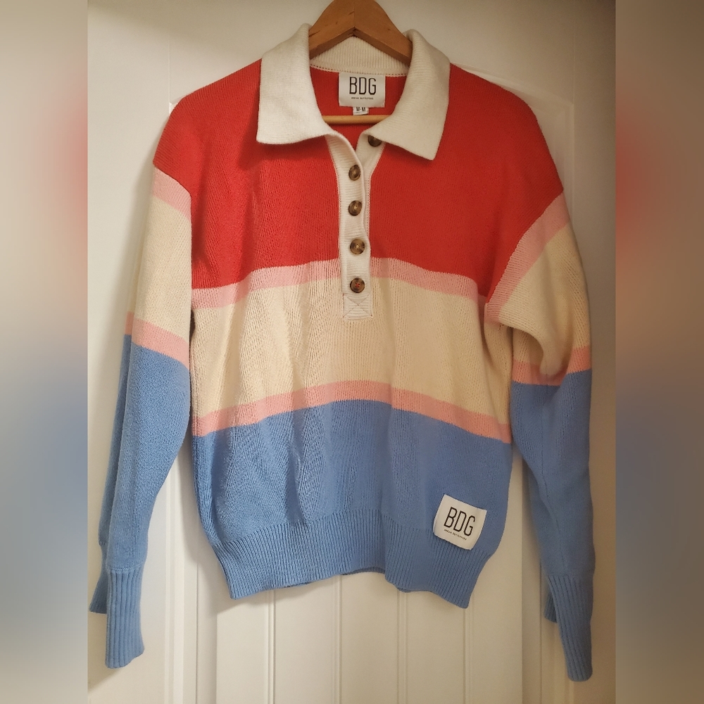 BDG Rena Long Sleeve Rugby Sweater - Picture 8 of 9